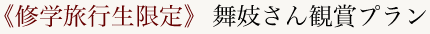 修学旅行生限定　舞妓さん観賞プラン